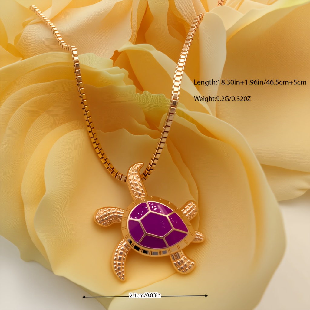 Ocean Turtle Pendant Necklace with Purple Opal Inlay & Accents